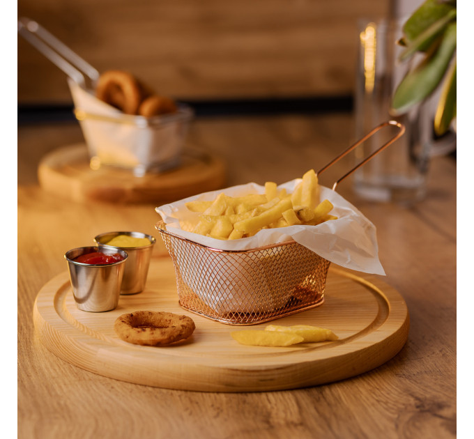 Кошик сервірувальний для картоплі фрі та снеків 14×10.5×6.5 см Рожевий HP-19-9-R
