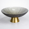 Фруктовниця скляна "Gold & Grey" 34 см на золотій ніжці Yiwu HP-34-119