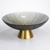 Фруктовниця скляна "Gold & Grey" 34 см на золотій ніжці Yiwu HP-34-119
