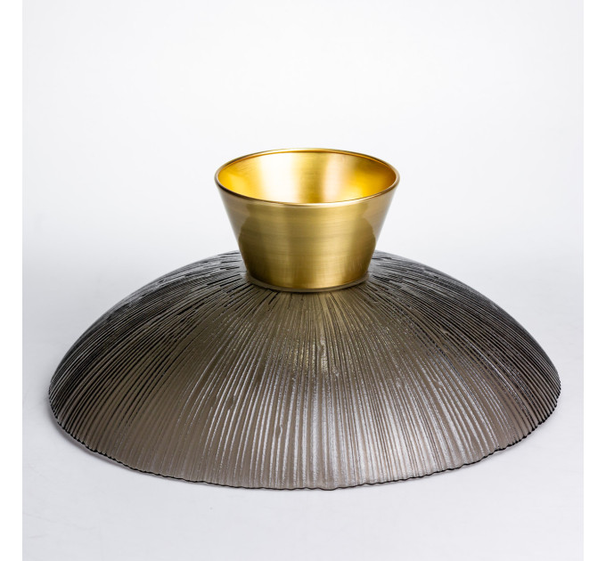 Фруктовниця скляна "Gold & Grey" 34 см на золотій ніжці Yiwu HP-34-119