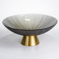 Фруктовниця скляна "Gold & Grey" 34 см на золотій ніжці Yiwu HP-34-119