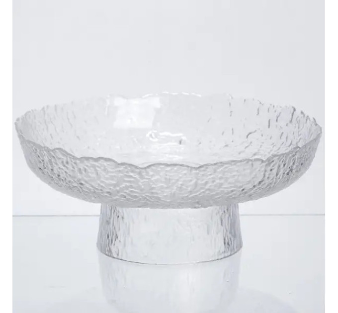 Фруктовниця на ніжці скляна Ice Textured 26 см HP-34-90