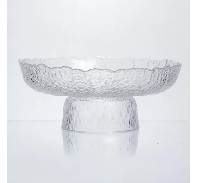 Фруктовниця на ніжці скляна Ice Textured 26 см HP-34-90