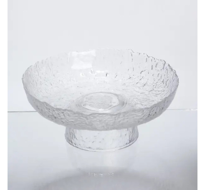 Фруктовниця на ніжці скляна Ice Textured 26 см HP-34-90