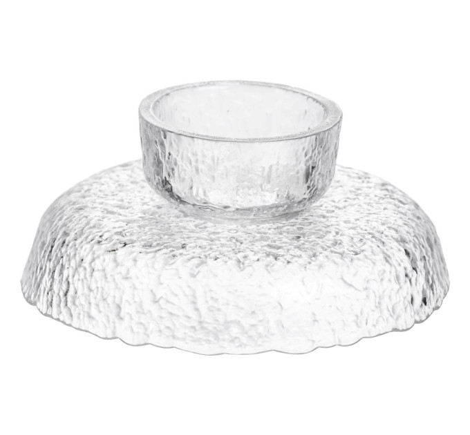 Фруктовниця на ніжці Ice Textured 15 см з крижаною текстурою скла Yiwu HP-34-88