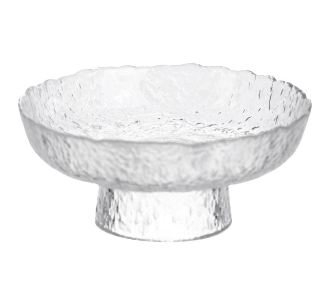 Фруктовниця на ніжці Ice Textured 15 см з крижаною текстурою скла Yiwu HP-34-88