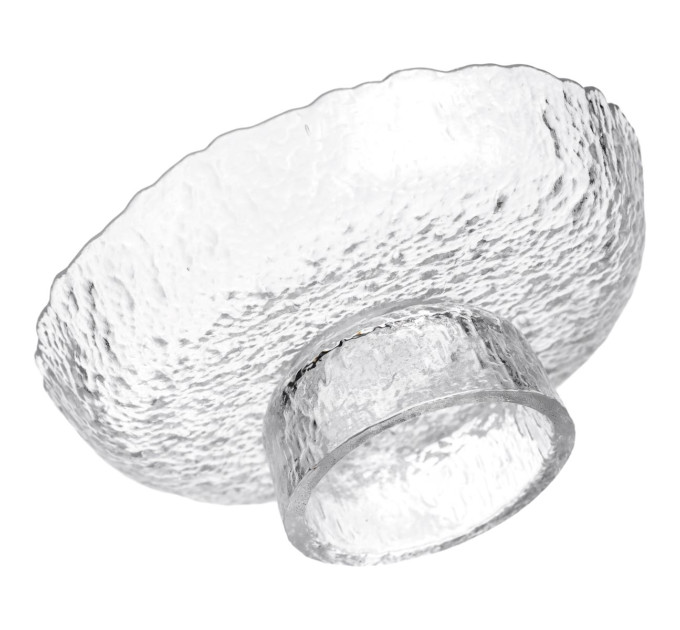 Фруктовниця на ніжці Ice Textured 15 см з крижаною текстурою скла Yiwu HP-34-88