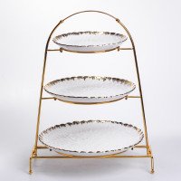 Фруктовниця на 3 яруси фуршетна стійка для закусок 35*30*45 см цукерка Білий із золотом YZH-009