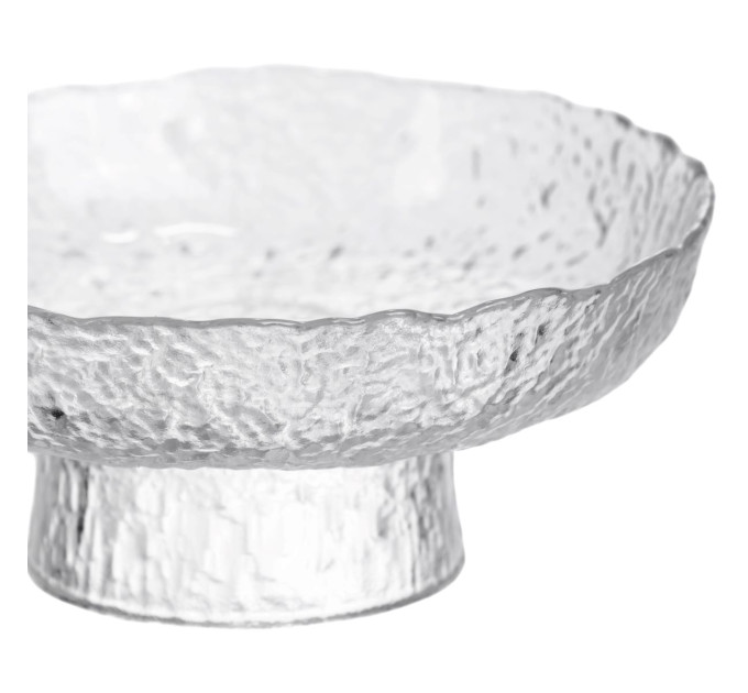 Фруктовниця на ніжці Ice Textured 20 см з крижаною текстурою скла Yiwu HP-34-89