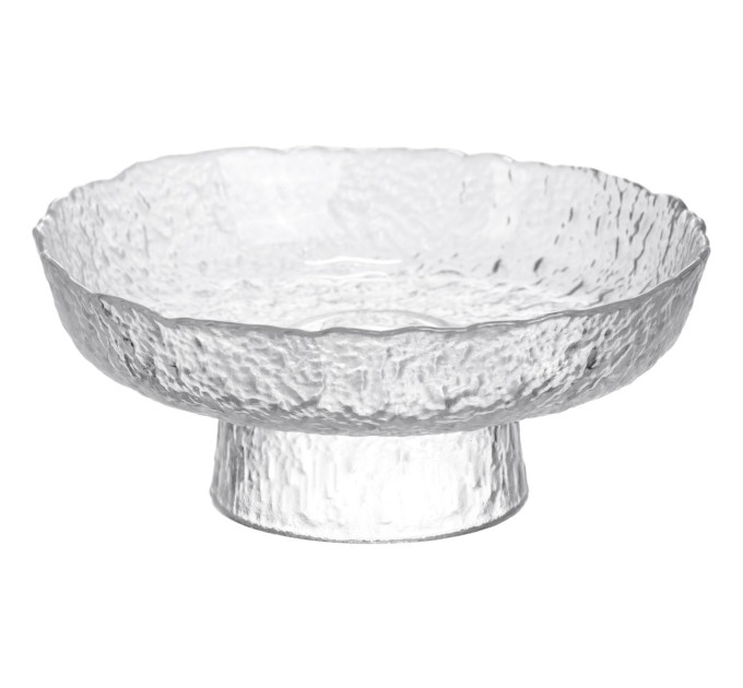 Фруктовниця на ніжці Ice Textured 20 см з крижаною текстурою скла Yiwu HP-34-89