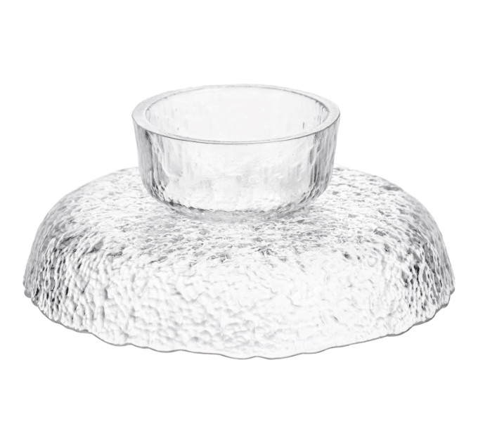 Фруктовниця на ніжці Ice Textured 20 см з крижаною текстурою скла Yiwu HP-34-89