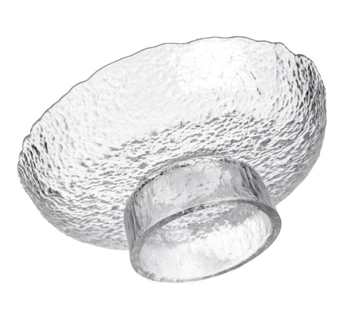 Фруктовниця на ніжці Ice Textured 20 см з крижаною текстурою скла Yiwu HP-34-89