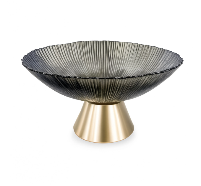 Фруктовниця скляна "Gold & Grey" 15 см на золотій ніжці Yiwu HP-34-117