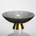 Фруктовниця скляна "Gold & Grey" 24 см на золотій ніжці Yiwu HP-34-118
