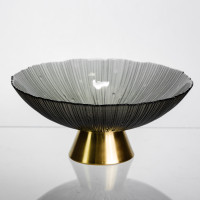 Фруктовниця скляна "Gold & Grey" 24 см на золотій ніжці Yiwu HP-34-118