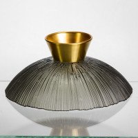 Фруктовниця скляна "Gold & Grey" 24 см на золотій ніжці Yiwu HP-34-118