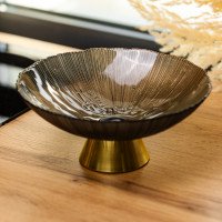 Фруктовниця скляна "Gold & Grey" 24 см на золотій ніжці Yiwu HP-34-118