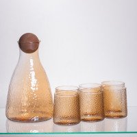 Набір для напоїв графин з бамбуковою кришкою та 6 склянок, коричневий 64486-36