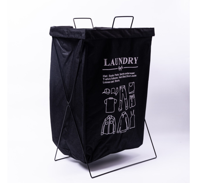 Кошик для білизни на підставці 36×32×52 (см) м'який Чорний HP-41-11B