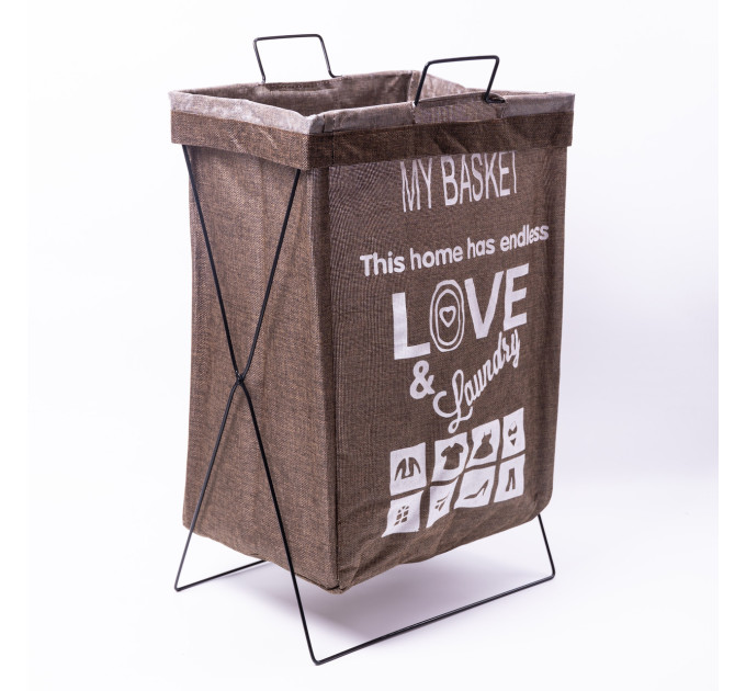Кошик для білизни на підставці 36×32×52 (см) м'який Коричневий HP-41-11HAKI