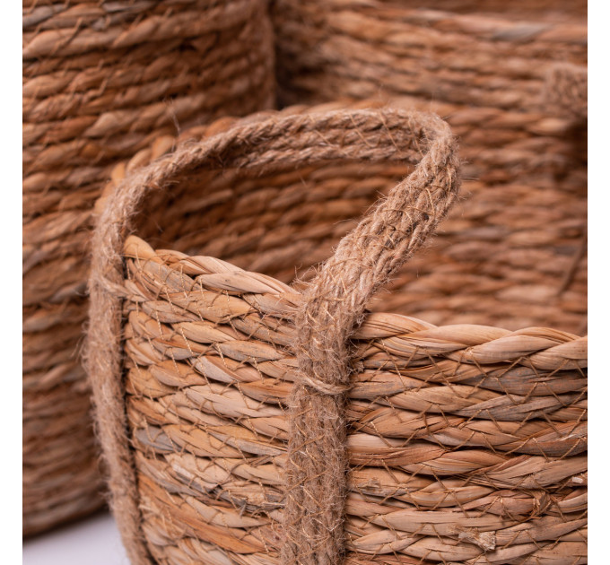 Набір кошиків для зберігання речей 3 (шт) універсальні плетені 3/6/9 літрів Коричневий HP-41-9