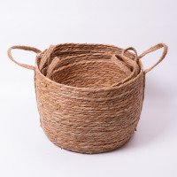 Набір кошиків для зберігання речей 3 (шт) універсальні плетені 3/6/9 літрів Коричневий HP-41-9