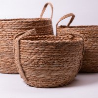 Набір кошиків для зберігання речей 3 (шт) універсальні плетені 3/6/9 літрів Коричневий HP-41-9