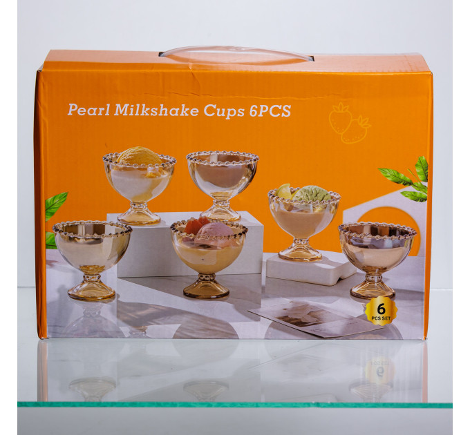 Набір креманок Pearl Milkshake Cups 6 штук по 200 мл, прозорий HP-34-101