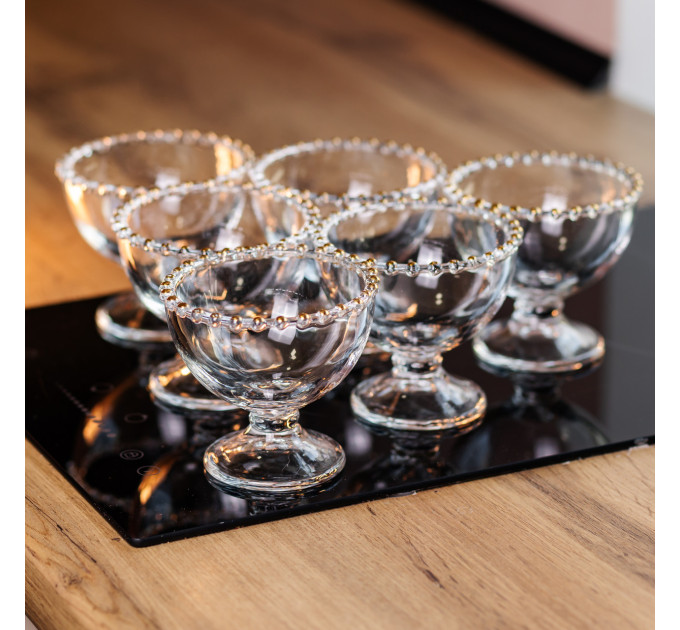 Набір креманок Pearl Milkshake Cups 6 штук по 200 мл, прозорий HP-34-101