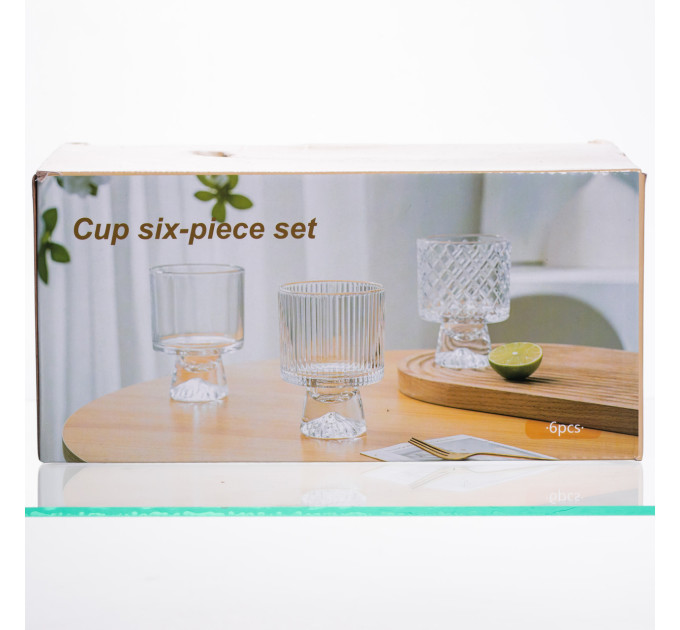 Набір креманок із товстого скла на ніжці 6 штук по 200 мл 64486-69