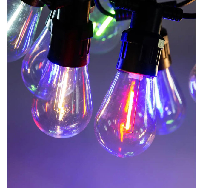 Гірлянда вулична у стилі ретро світлодіодна мультиколор S14 на 10 LED ламп завдовжки 5 метрів S14ML