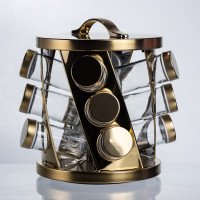 Карусель для спецій 12 баночок по 100 мл, золото HP-1369