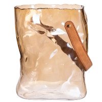 Подарункова скляна ваза сумочка з ручкою 18×9×25 (см) декоративна ваза 2.8 (л) для квітів Коричневий HP-19-157-1