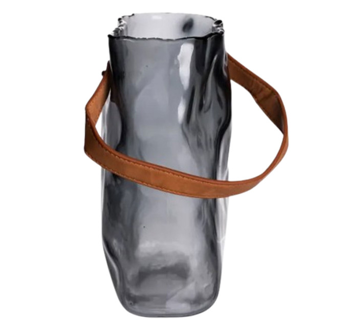 Подарункова скляна ваза сумочка з ручкою 18×9×25 (см) декоративна Сірий HP-19-157-2