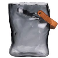 Подарункова скляна ваза сумочка з ручкою 18×9×25 (см) декоративна Сірий HP-19-157-2