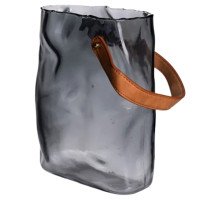 Подарункова скляна ваза сумочка з ручкою 18×9×25 (см) декоративна Сірий HP-19-157-2