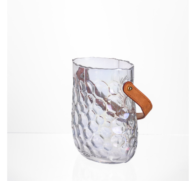 Ваза сумочка з ручкою 13×9.5×18 (см) декоративна скляна ваза для квітів 1.2 (л) Райдужний HP-19-153-6