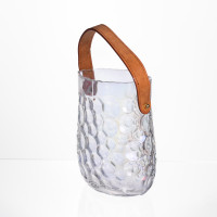Ваза сумочка з ручкою 13×9.5×18 (см) декоративна скляна ваза для квітів 1.2 (л) Райдужний HP-19-153-6 Ваза сумочка з ручкою 13×9.5×18 (см) декоративна скляна ваза для квітів 1.2 (л) Райдужний HP-19-153-6