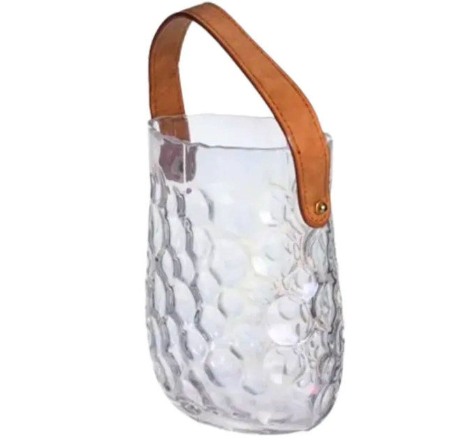 Ваза сумочка з ручкою 13×9.5×18 (см) декоративна скляна ваза для квітів 1.2 (л) Райдужний HP-19-153-6
