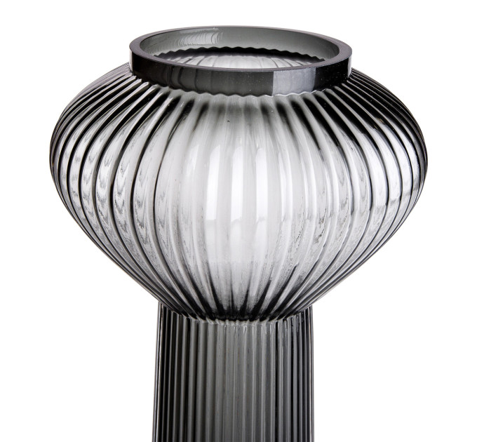 Скляна ваза 30 см сіра HP-1718