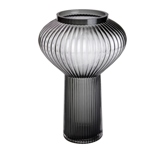 Скляна ваза 30 см сіра HP-1718
