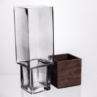 Ваза для квітів квадратна скляна 10×10×30 (см) декоративна HP-19-160-4