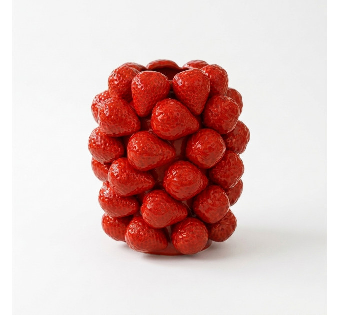 Порцелянова ваза Strawberries червона декоративна для квітів 21×24 см (457-394)