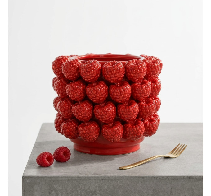 Порцелянова ваза Raspberry червона декоративна для квітів 23×20 см (457-388)