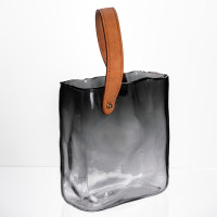 Скляна ваза сумочка з ручкою 16×8×18.5 (см) декоративна Сірий HP-19-156-2