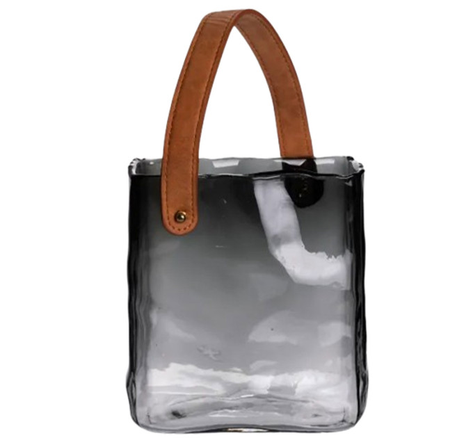 Скляна ваза сумочка з ручкою 16×8×18.5 (см) декоративна Сірий HP-19-156-2