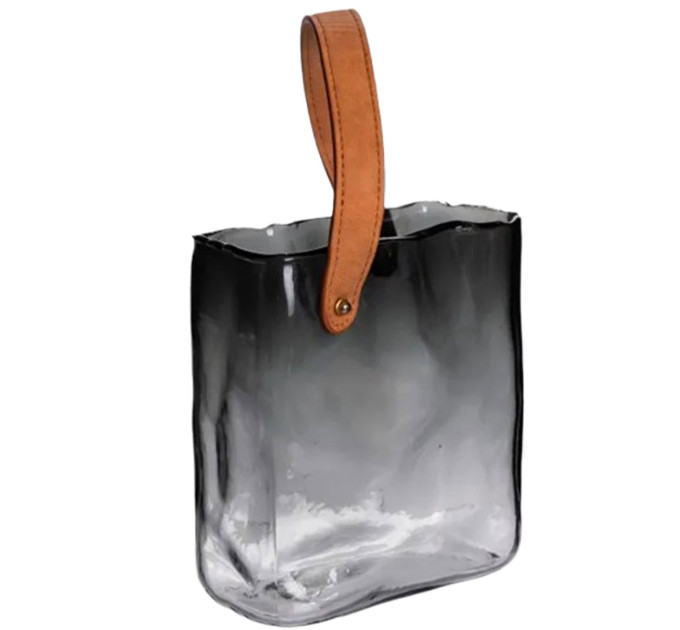 Скляна ваза сумочка з ручкою 16×8×18.5 (см) декоративна Сірий HP-19-156-2
