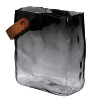 Скляна ваза сумочка з ручкою 16×8×18.5 (см) декоративна Сірий HP-19-156-2